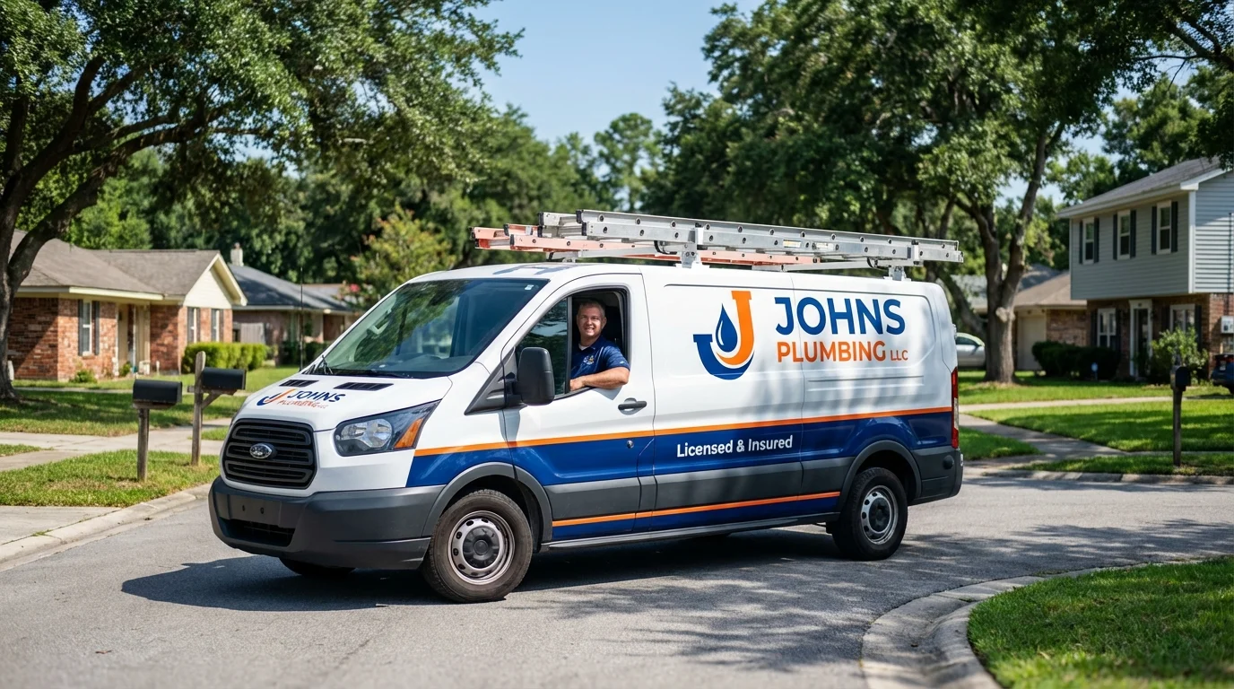 Johns Plumbing LLC service van in McDonough, GA