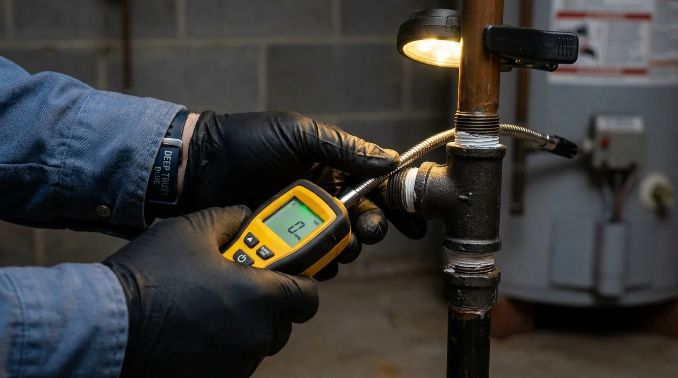 Gas leak detection with electronic sniffer by Johns Plumbing LLC in McDonough