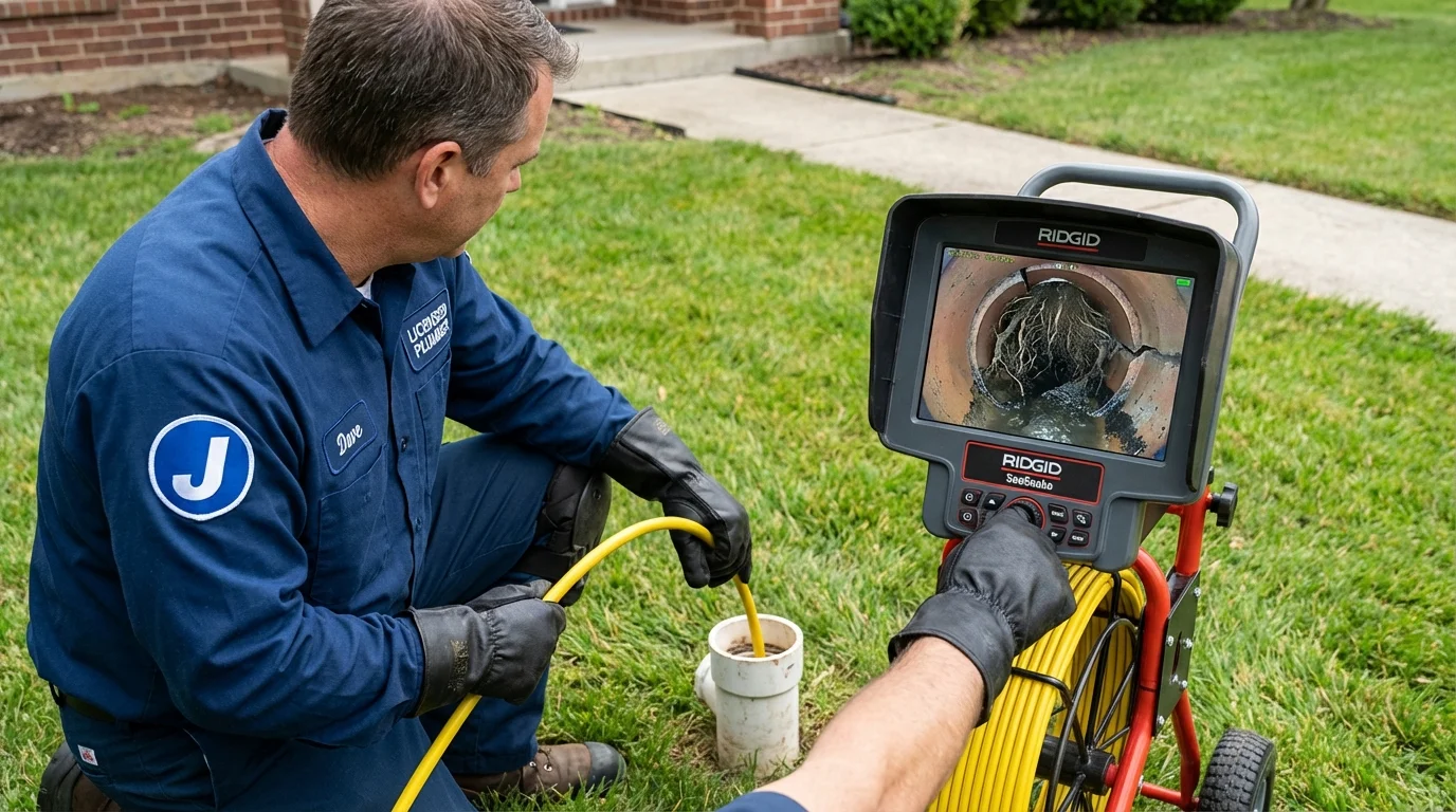 Sewer camera inspection being performed by Johns Plumbing LLC in McDonough