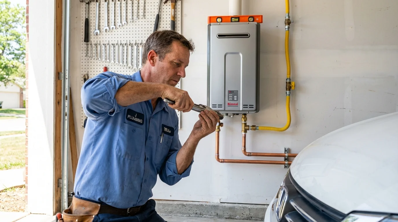 Tankless water heater installation by a Johns Plumbing LLC plumber in McDonough